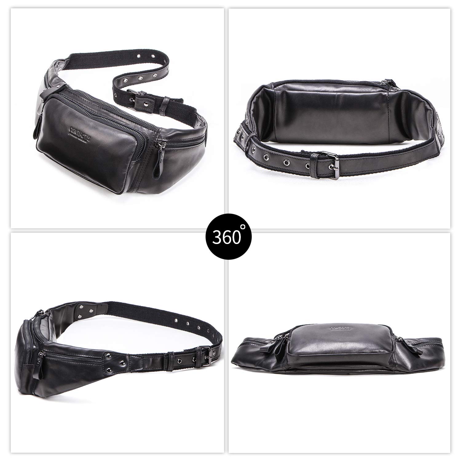 FANDARE Sac de Ceinture Sac de Poitrine Homme Sac Banane Cuir Sac de Ceinture Sac d'épaule Sling Bag Imperméable Sling Bag pour Sports, Escalade, Jogging, Randonnée, Voyage Garçon