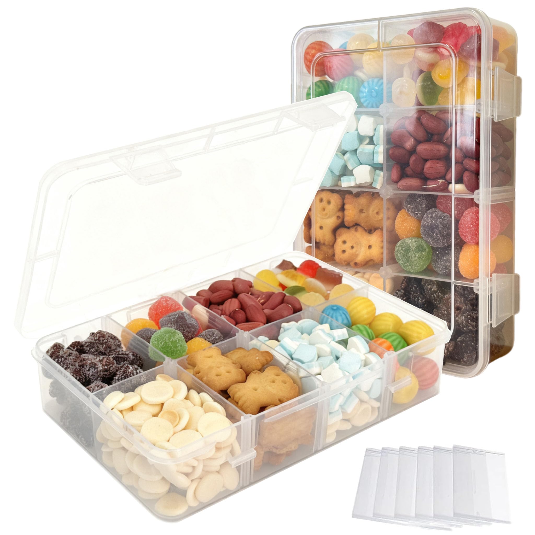 LAifu 2pack 8 Grids Clear Plastic Organizer Box Storage Container Jewelry Box with Adjustable Dividers for Beads Art DIY Crafts Jewelry Fishing Tackles