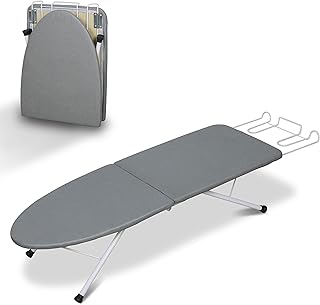 Tabletop Ironing Board,Portable Iron Board with Iron Rest, Foldable Small Ironing Board with Heat Resistant Cover and 100% Cotton Pad, 31.5"x11.8"x7", Grey