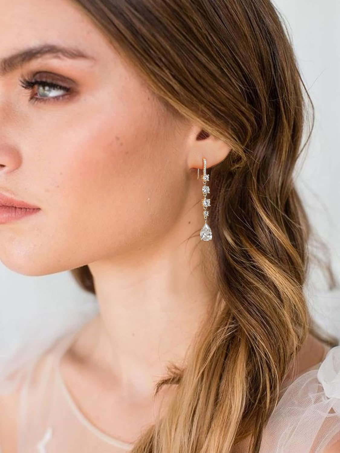 Bride Bridesmaid Teardrop Long Dangle Earrings for Women, Christmas Jewelry Gift, Trendy Hook Dangling Earrings Fit Wedding Prom Halloween - Image 4