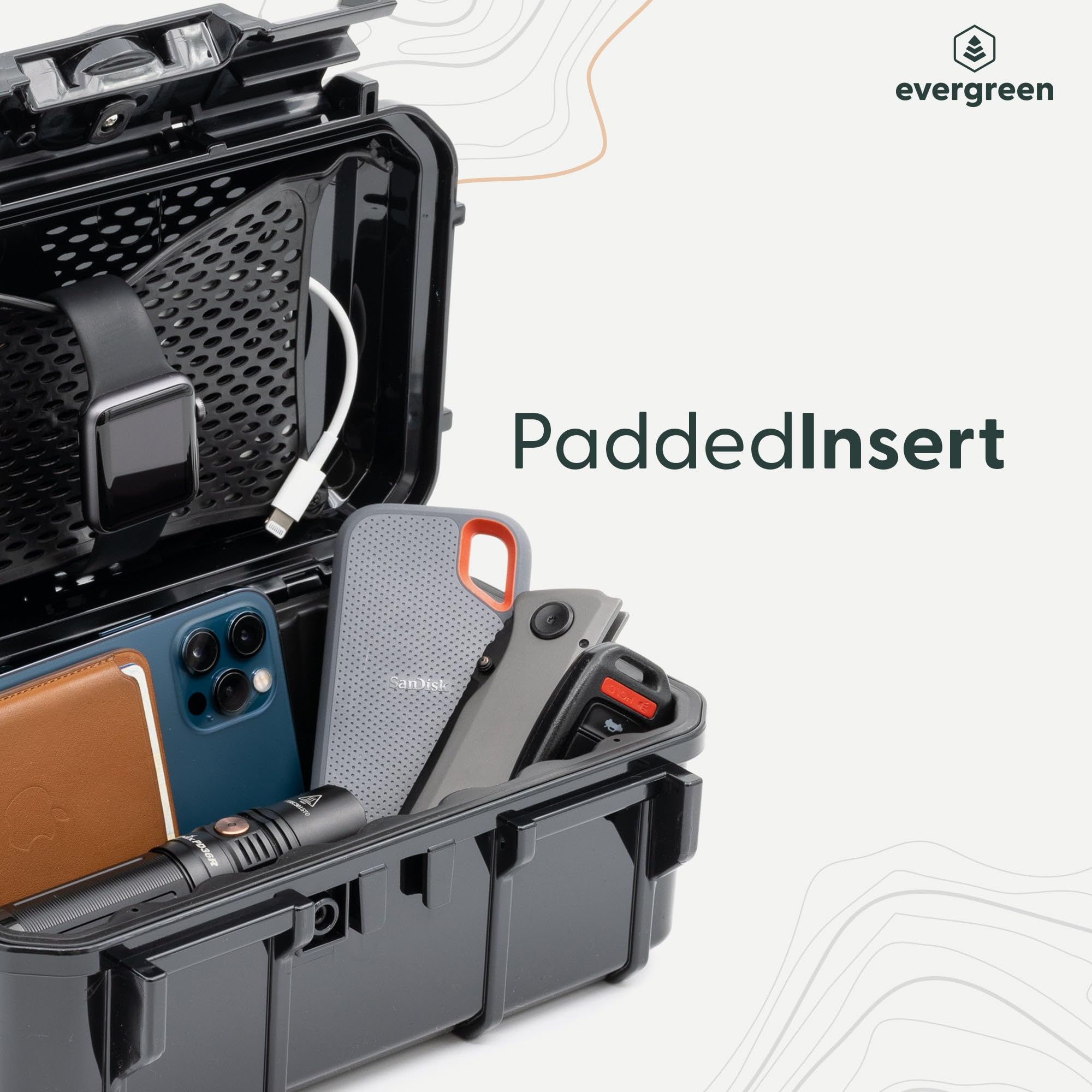 Evergreen ToughBox Tech - Organizador para cámara, Cables, Discos Duros, Compatible con GoPro, etc.
