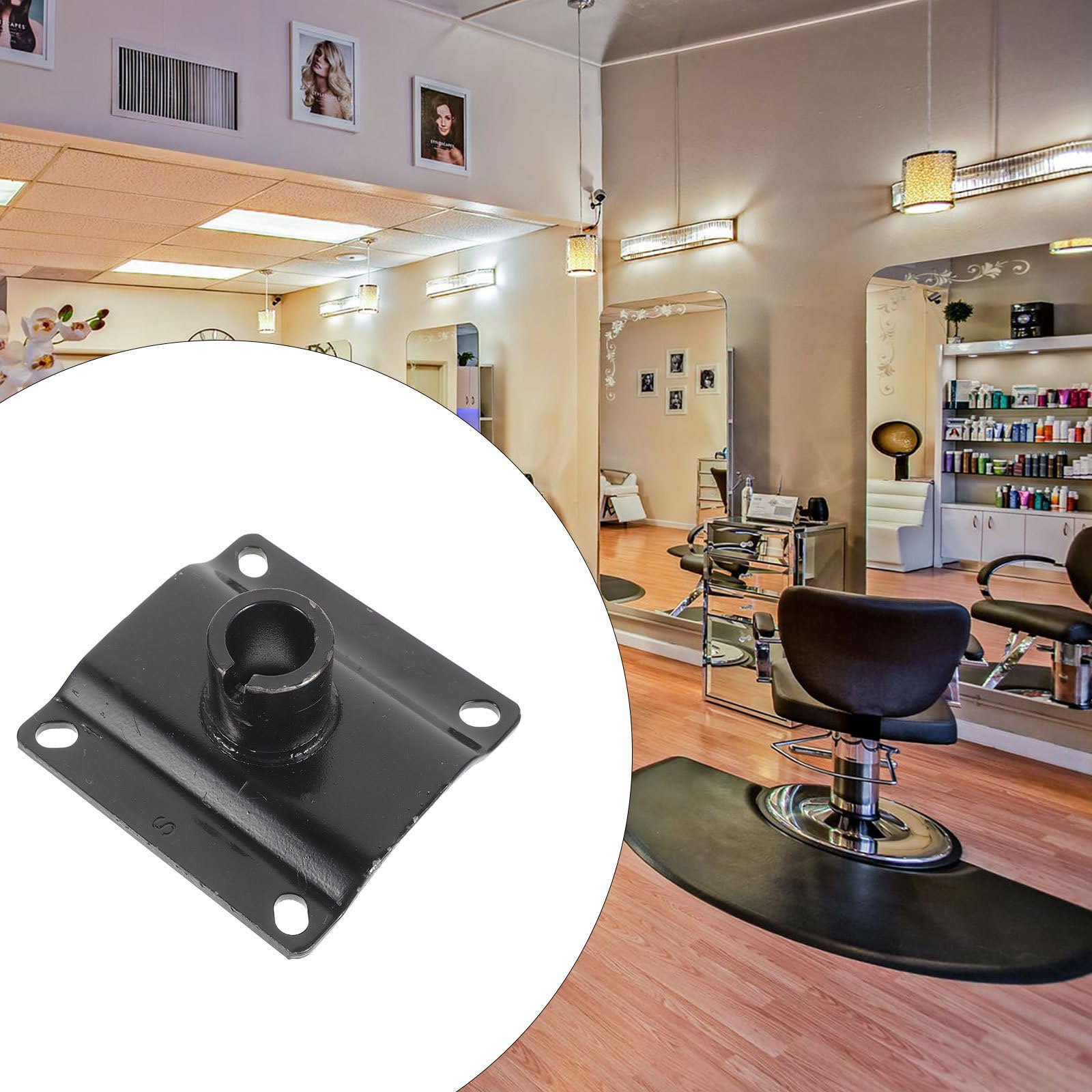 Angoily Conector de Ajuste para Silla Barbero de Metal Negro, Pieza Práctica y Moderna para Reparación de Sillas de Salón, Adecuado para Estilistas Profesionales