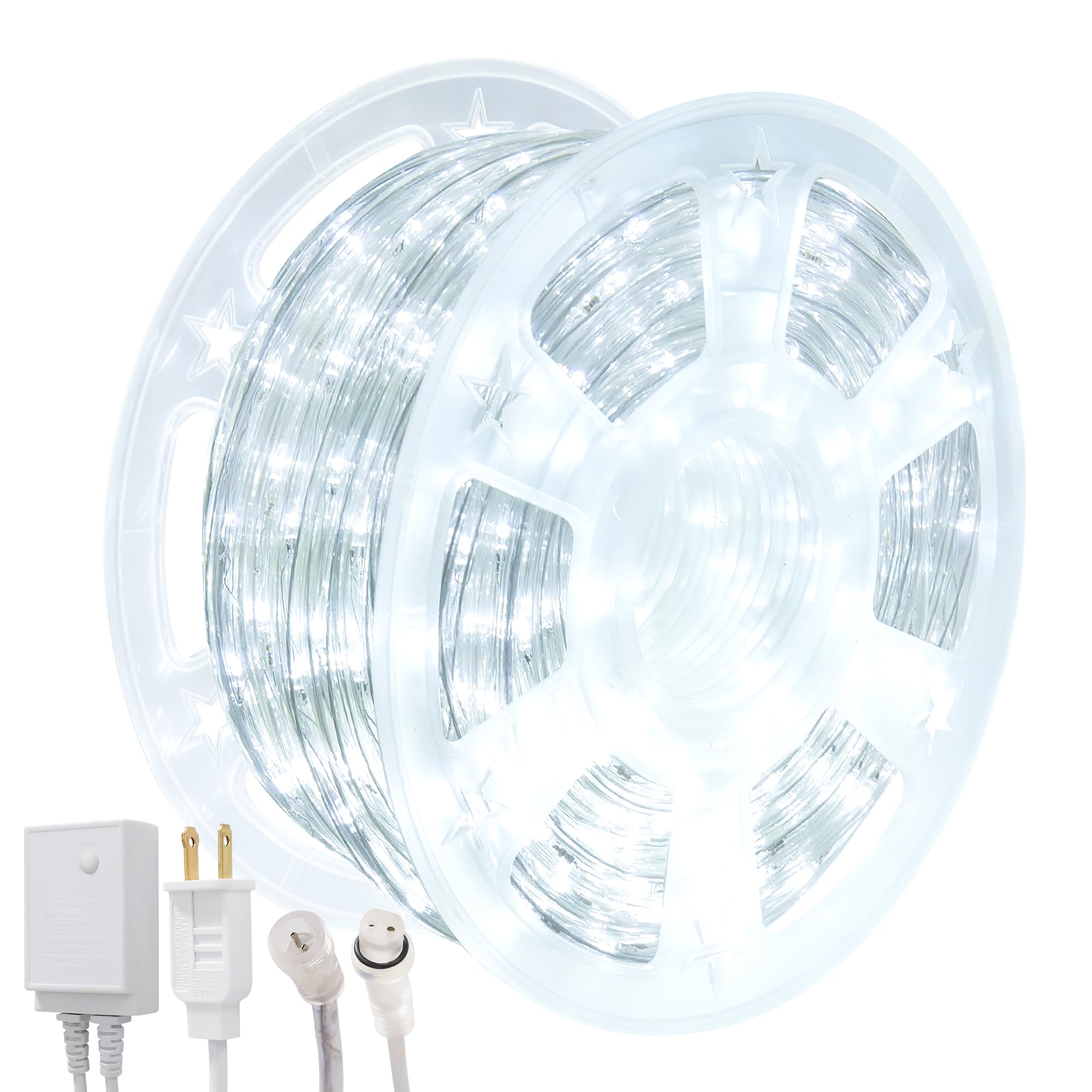 CHORLED Waterproof LED Rope Lights, Connectable & Flexible with 8 Modes, Outdoor Lighting for Deck, Garden, Pool, Patio & Christmas Decor (White,