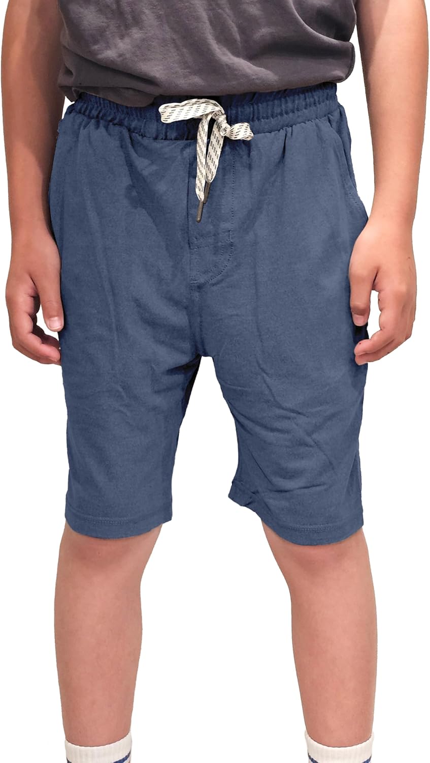 Boys Yoga Shorts, Athletic Drawstring Shorts, Recycled Polyester Blend
