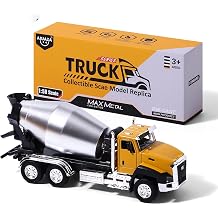 AIUAZA 1/50 Engineering Construction Vehicle, Dump Truck, Excavator, Mixer, Only The Front of The car is Made of Alloy,Collection Model car, Boys Door Opening Pull Back car Toy Mixer Truck
