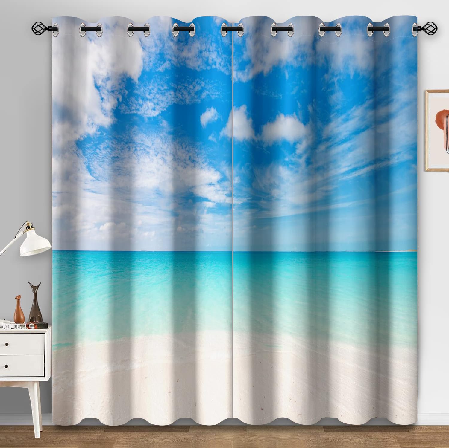 Rideau Occultant Nuage Bleu Et Blanc Rideau Occultant Thermiques Polyester Lavable Rideau Salon Décoration Rideau Chambre Bureaux Rideaux Occultant 2 Pièces 2x75x166 cm