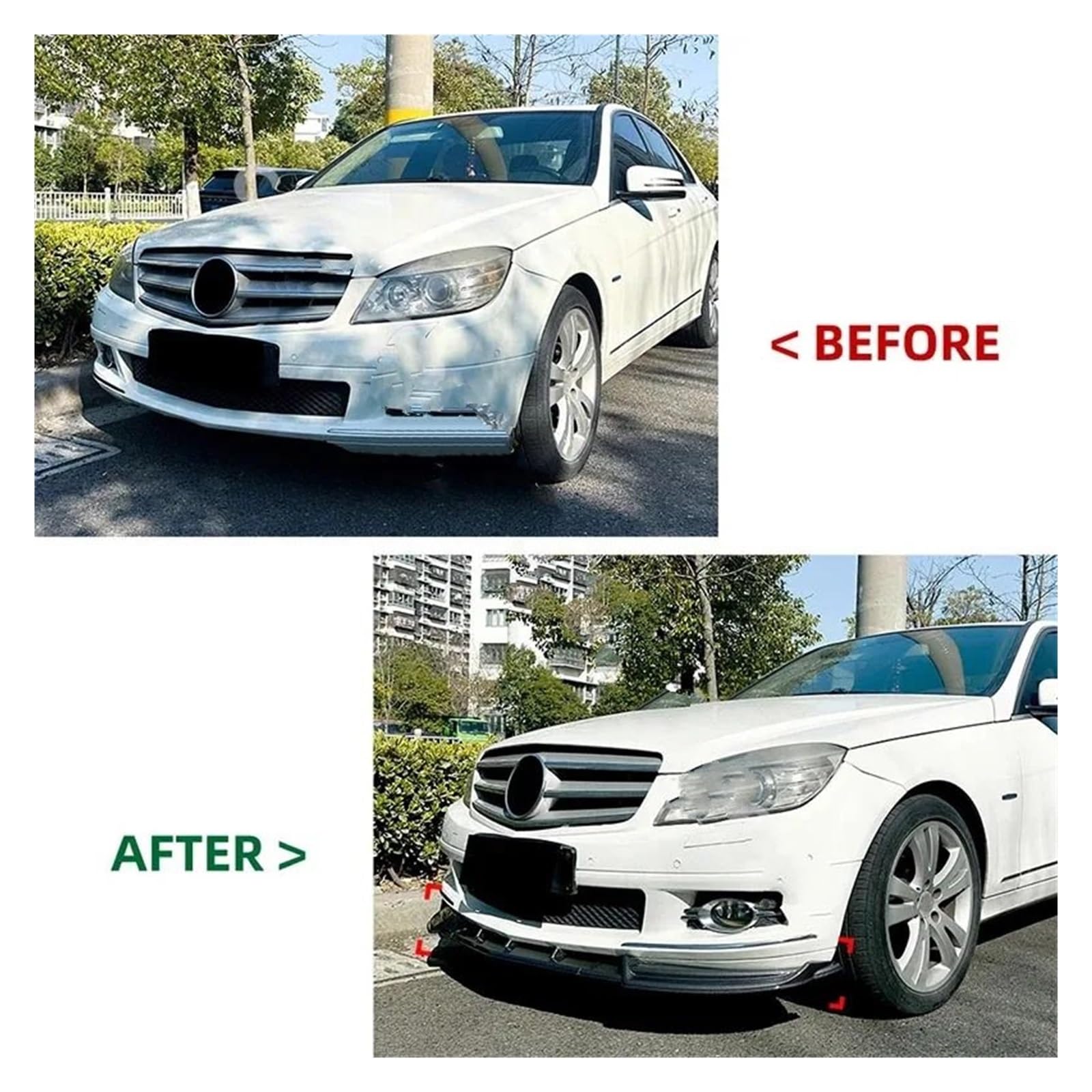 zestaw rozdzielaczy przedniego zderzaka Pasuje do Benz C klasa W204 07-10 przed liftingiem standardowy dyfuzor Splitter części samochodowe akcesoria ABS przedni spojler zderzaka