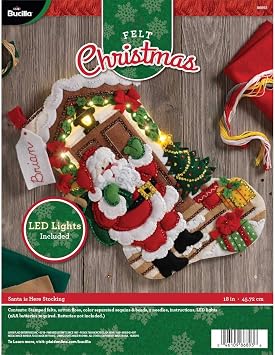 Bucilla 86893 Light Up Felt Applique Christmas Stocking, 18", Santa is Here