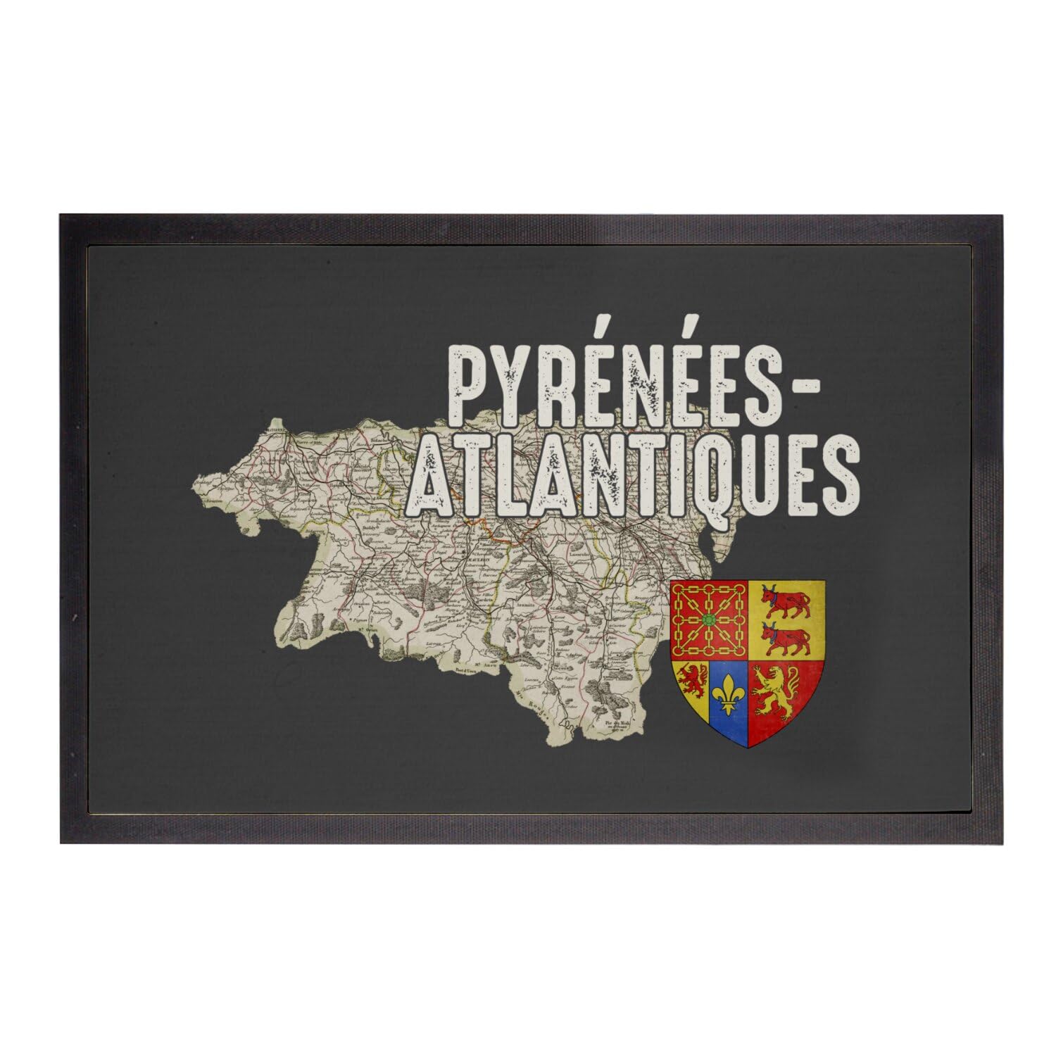 Paillasson noir Pyrénées-Atlantiques, le cadeau idéal pour amoureux d'histoire et de déco 64