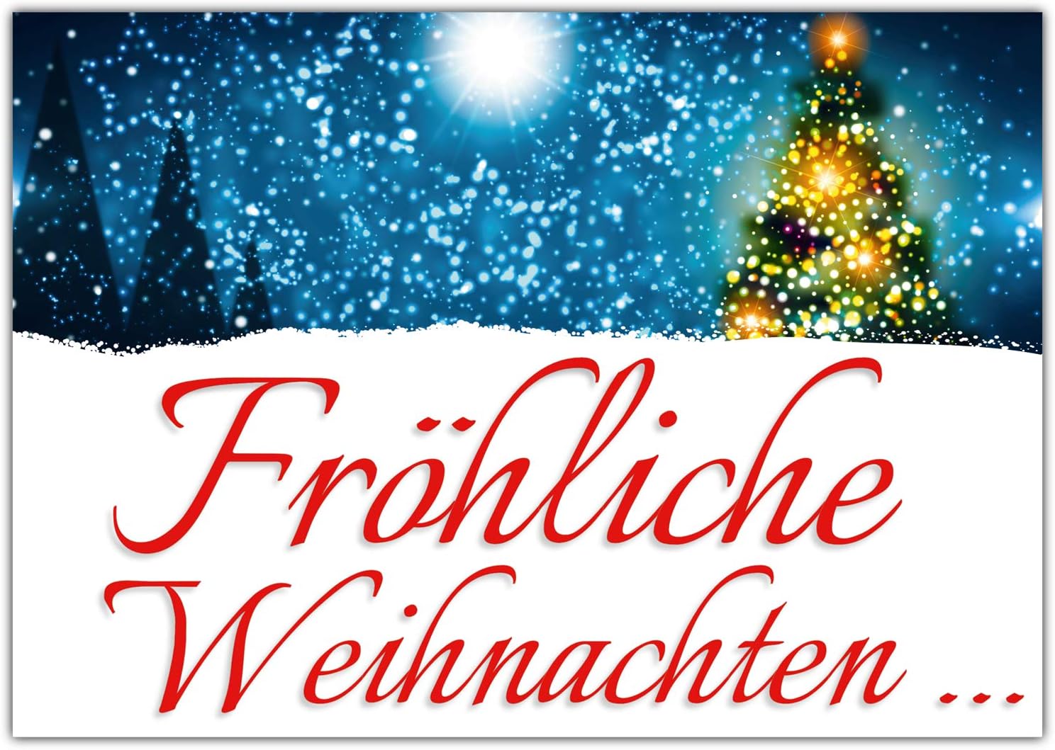 XXL Weihnachtskarte DIN A4 - Frohe Weihnachten Grün Mit Schnee Design