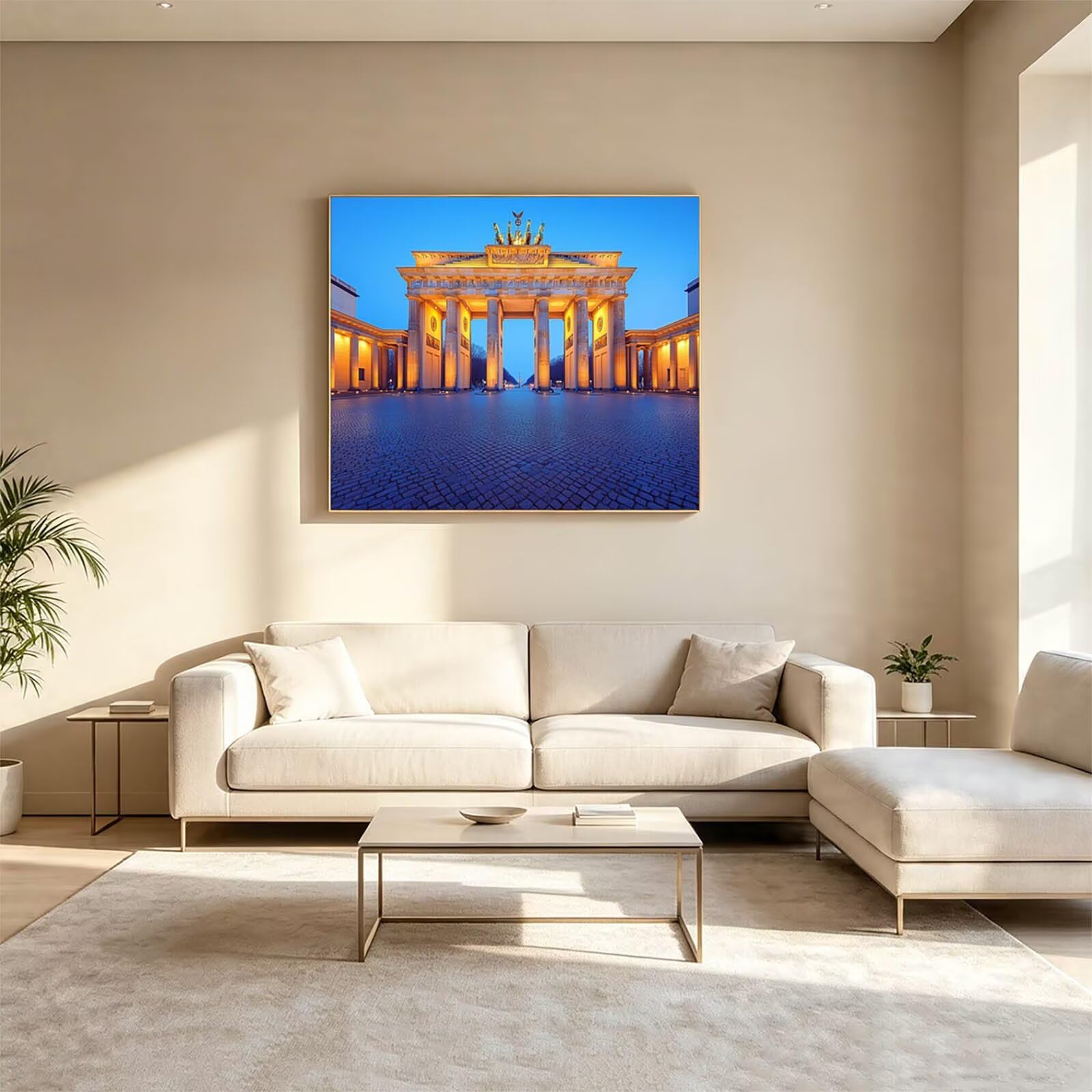 Dipingere con i Numeri Adulti Porta Di Berlino Tele 100x135cm ZSHS-2611 | Kit Pittura Hobby Creativi Adulti con Colori Acrilici Pennello Paittura Tela Vista Notturna per Quadri Moderni Soggiorno