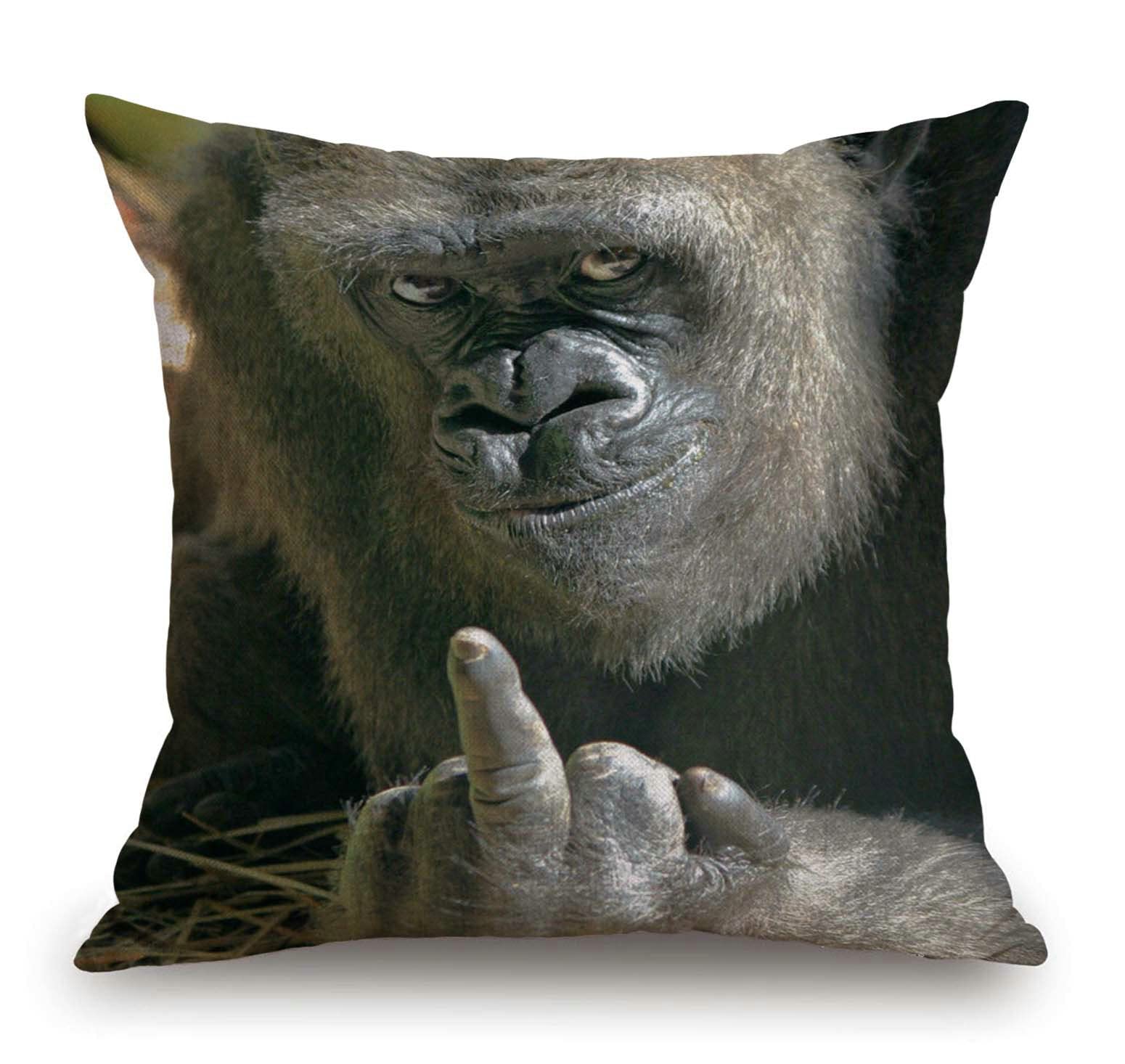 TSSOHU Throw Pillow Cover Funny Gorilla Decorative Pillow Case Funny Home Decor Square 18 x 18 Inch Cushion Pillowcase Tss107