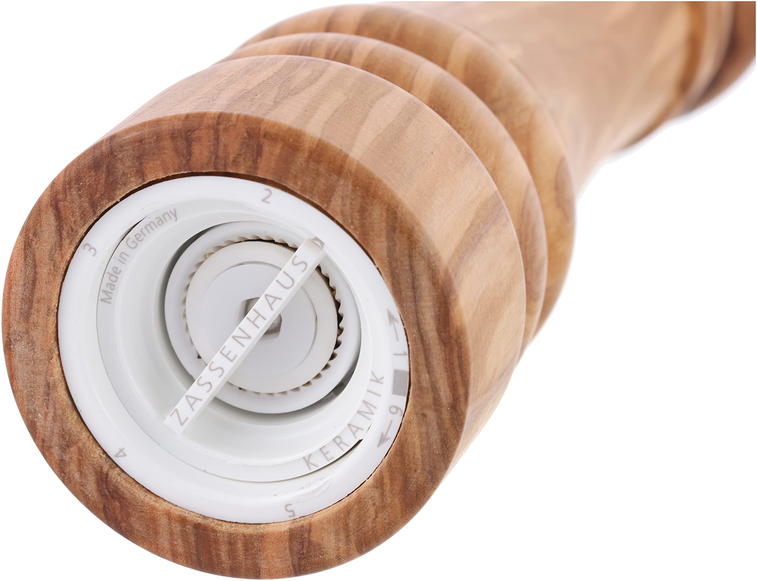 Zassenhaus Pfeffermühle BERLIN 24 cm, Olivenholz, Keramikmahlwerk | MADE IN GERMANY, 25 Jahre Garantie auf das Mahlwerk, Ø 5, 9 cm, stufenlos einstellbar, auch für Kräuter geeignet.
