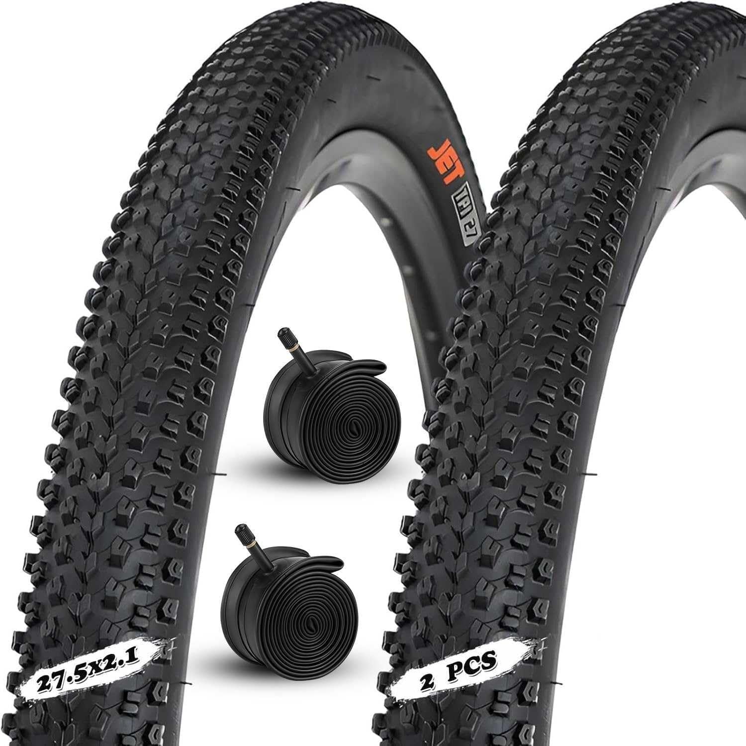 2PC 27.5x2.1 Opona Rowerowa Gotowa na Bezdętkowość z Wzorem Terenowym 27.5-2.1 Odporna na Zużycie i Poślizg i 27.5 2.1 Wytrzymała Opona MTB dla Rowerów Górskich Hybrydowych Miejskich – Czarna