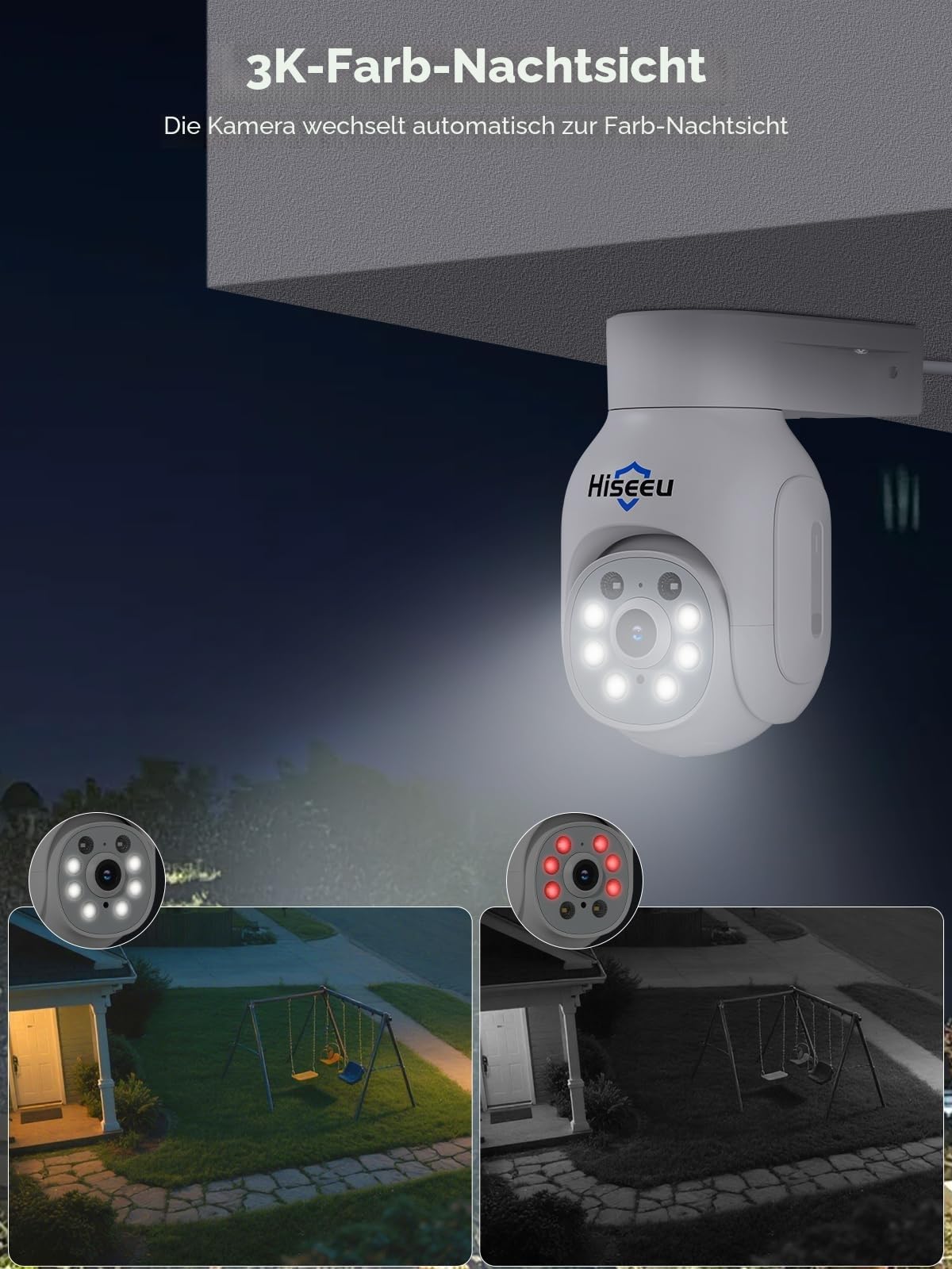 [5MP+1TB] Hiseeu Überwachungskamera Set Aussen WLAN mit 10''Monitor 10CH Wireless NVR,4 Pcs 5MP PTZ WiFi Kameras mit 2-Wege Audio,Farbe Nachtsicht,Fernanzeige,App&Mail Alarm,1TB HDD Inklusive