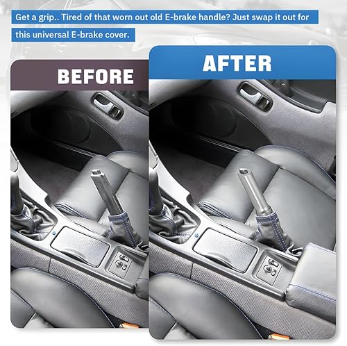 Miniatura 9 de AUCELI Funda de freno de mano para automóvil, protector universal de aluminio para palanca de freno, funda decorativa de freno de mano en forma de