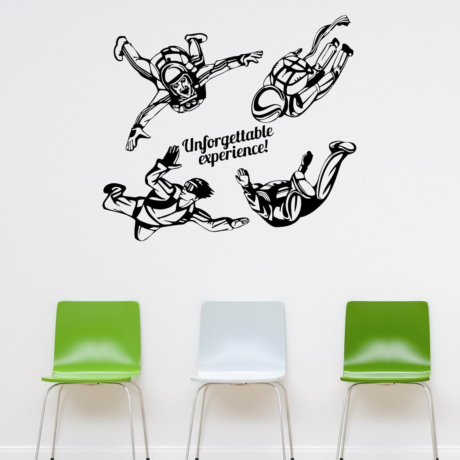 Vinyl Wall Decal Skydiving Parachute Jump Extreme Sports Stickers (ig3170) Black