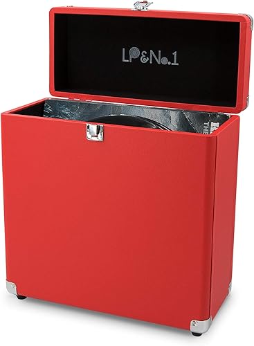 LP&No.1 Estuche de almacenamiento de discos de vinilo vintage, caja de transporte de vinilo, color negro