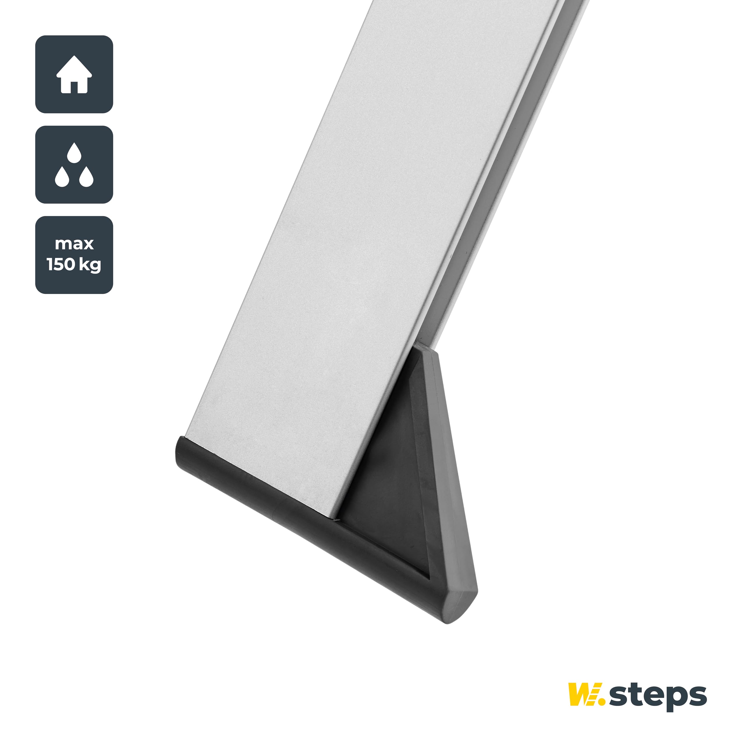 Alu Trittleiter Vikingstep Mini von W.Steps I 480mm hoch I Belastbar bis 150kg I Kompakte Aluminium Klapptrittleiter mit 2 Stufen I Nur 35mm breit I 728141