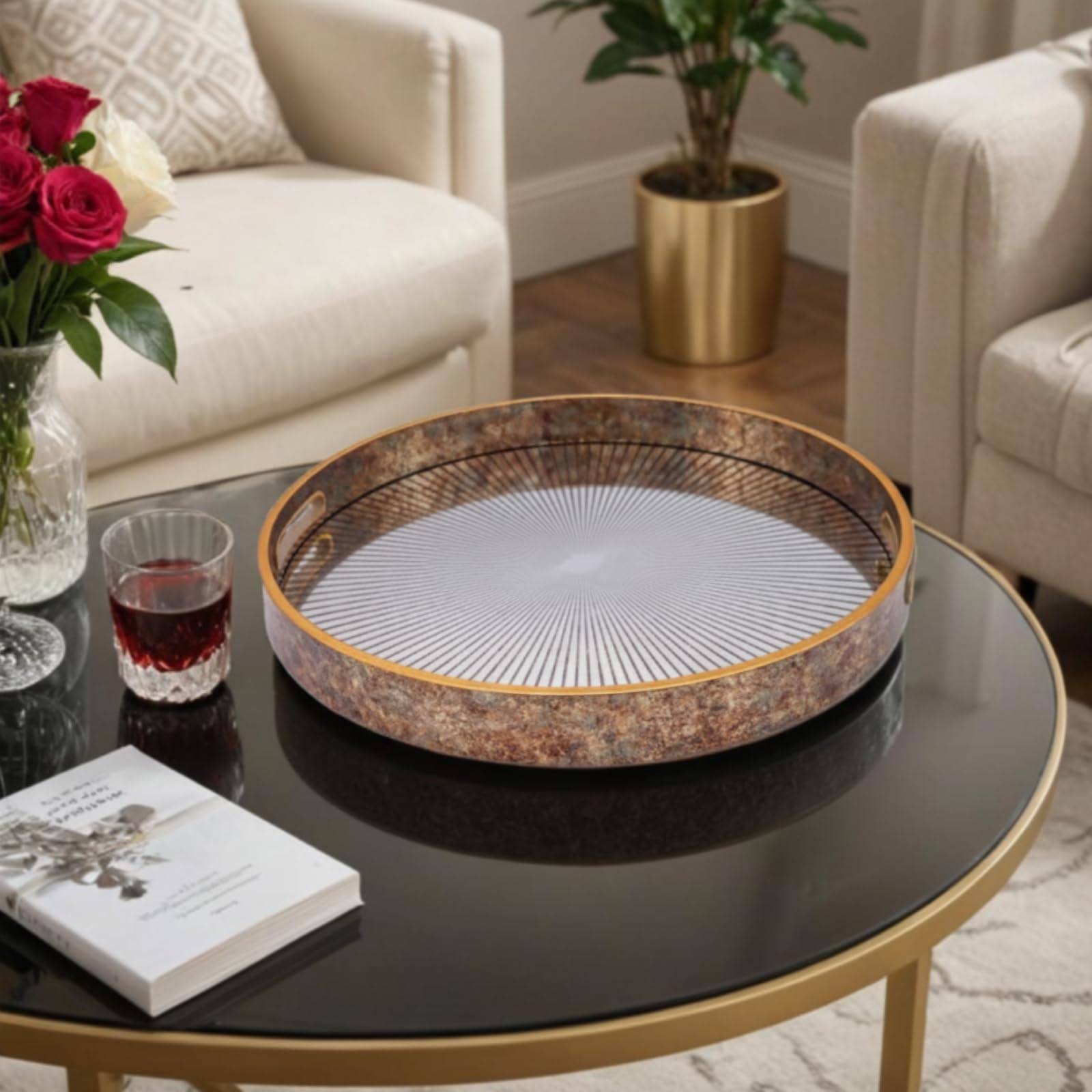 Maison Des Cadeaux Round Sunburst Decorative Tray from B&Q