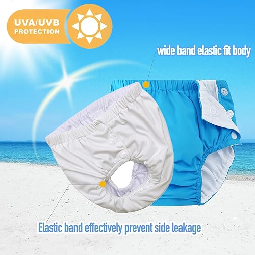 Miniatura 4 de Pañales de natación reutilizables para bebés recién nacidos, lavables, unisex, color azul, 3-6 meses