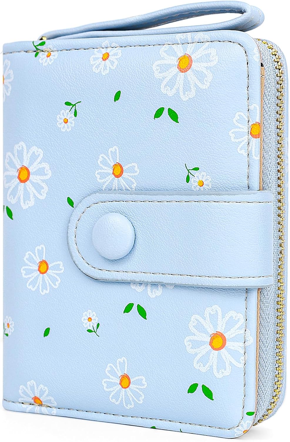 Women's Wallet Small Wallets for Women Cute Ladies Wallets Bifold Flower Wallet Womens With Zipper Blue Women's Coin Pocket Purses Card Holder for Women