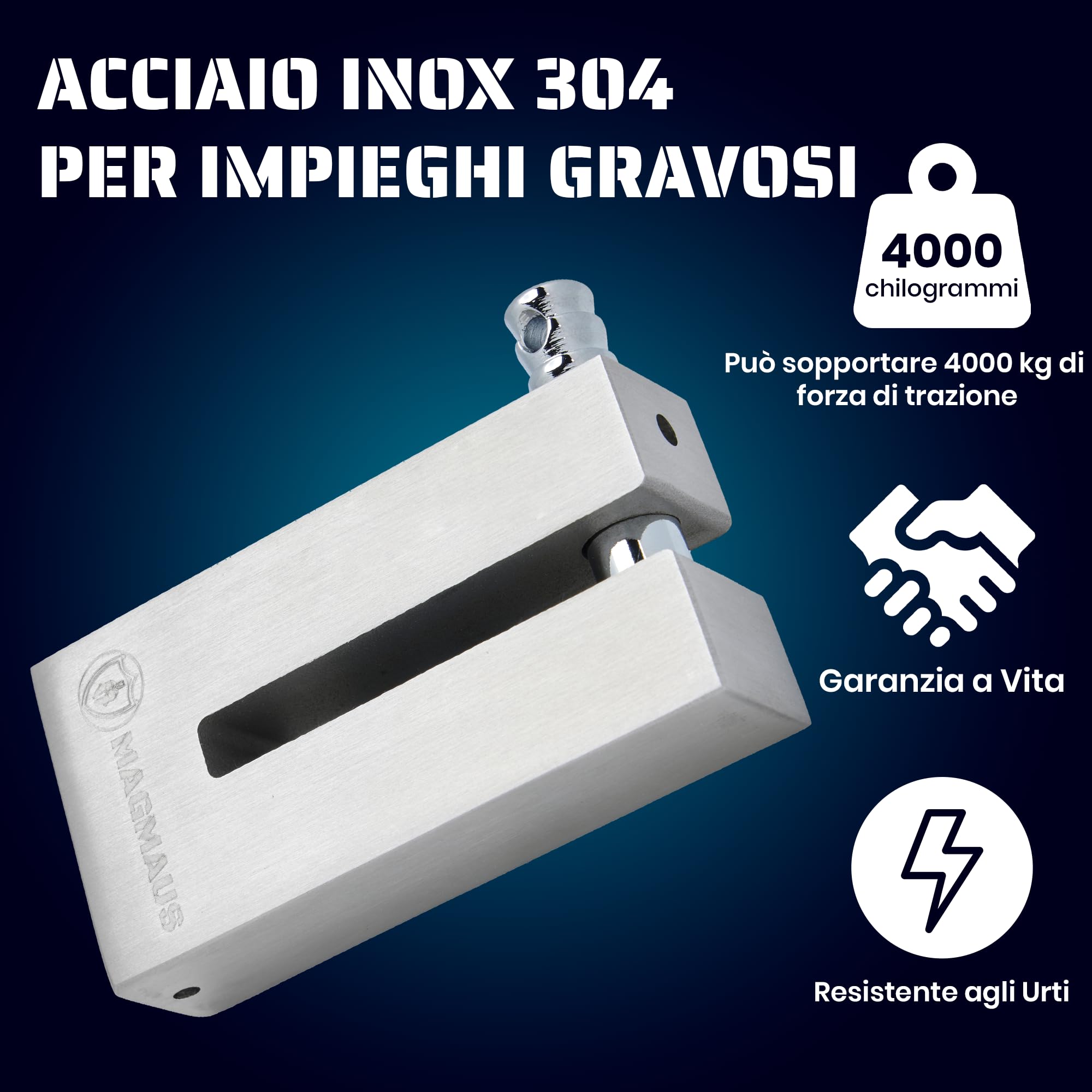 Magmaus® MBL04 Blocca Disco per Moto e Scooter Antifurto - Lucchetto Bloccadisco in Acciaio Inox 304 con Perno 10mm - Impermeabile Alta Sicurezza per Bici Elettrica e Moped, Anti-Trapano