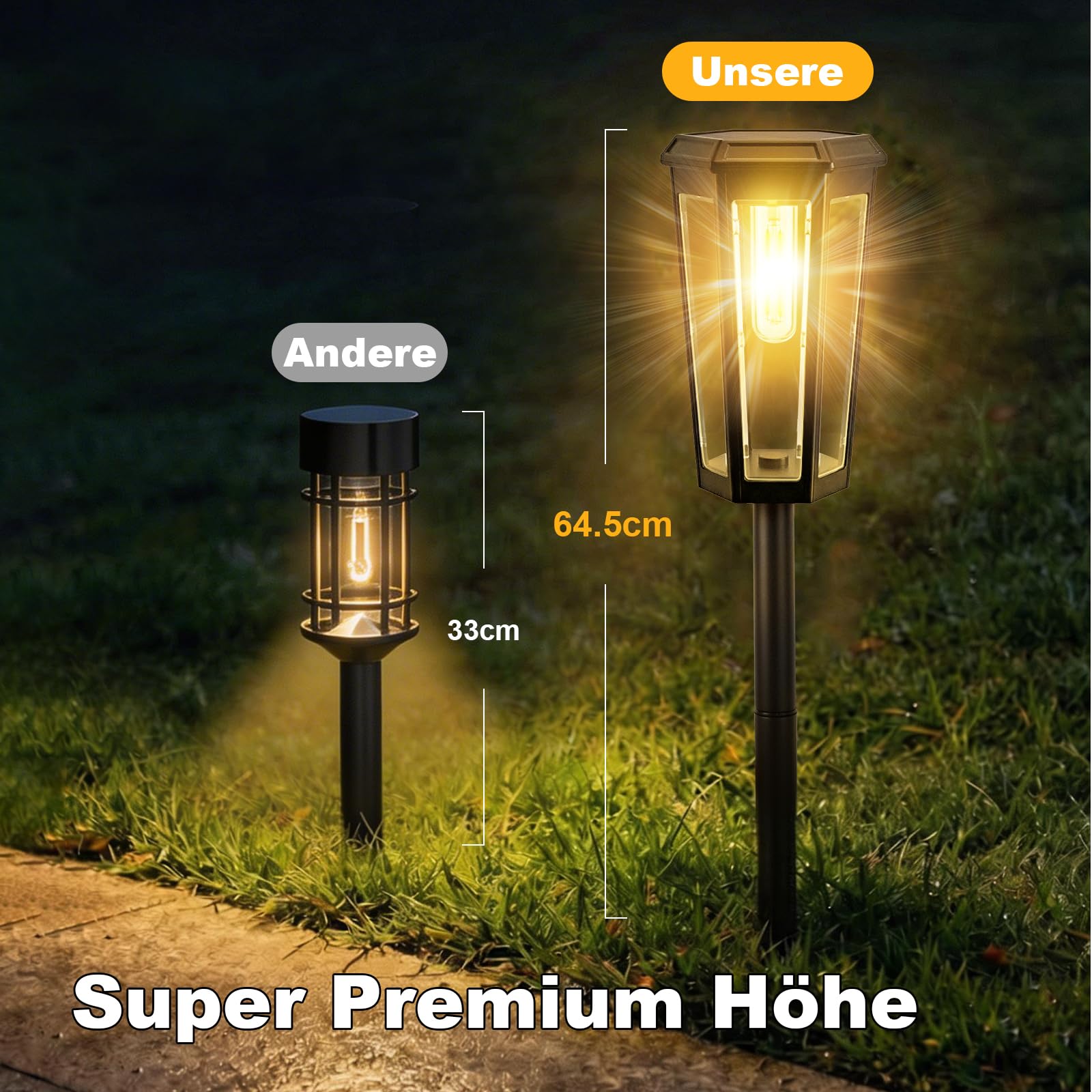 Luci solari per giardino esterno, confezione da 6 moderne luci solari da giardino per esterni, accensione e spegnimento automatico, IP65, impermeabili, luci solari da giardino per sentieri, giardini