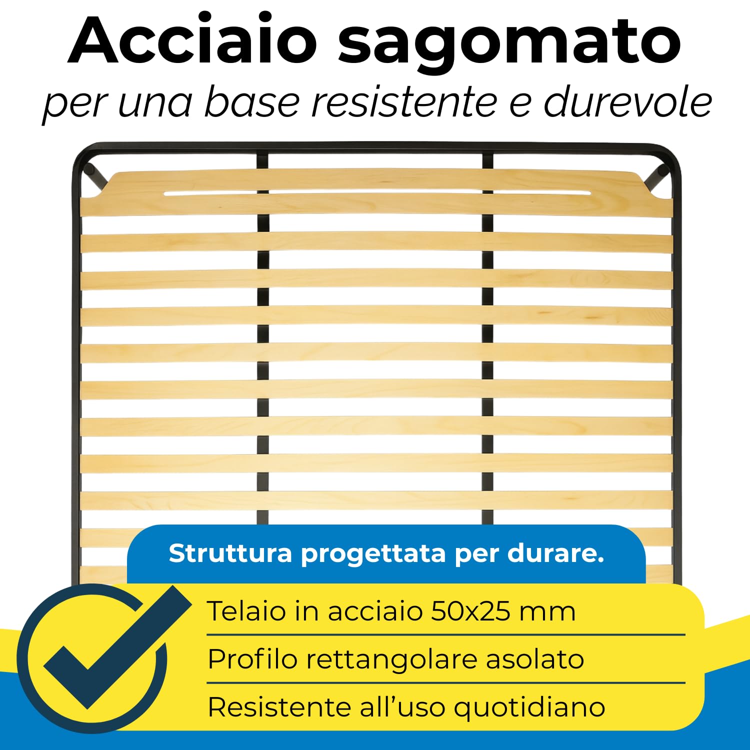 Win Bed UNICA D.S. 80x190 - Rete singola con doghe strette, perfetta per ambienti compatti, facile da montare e progettata per offrire sostegno stabile e continuo