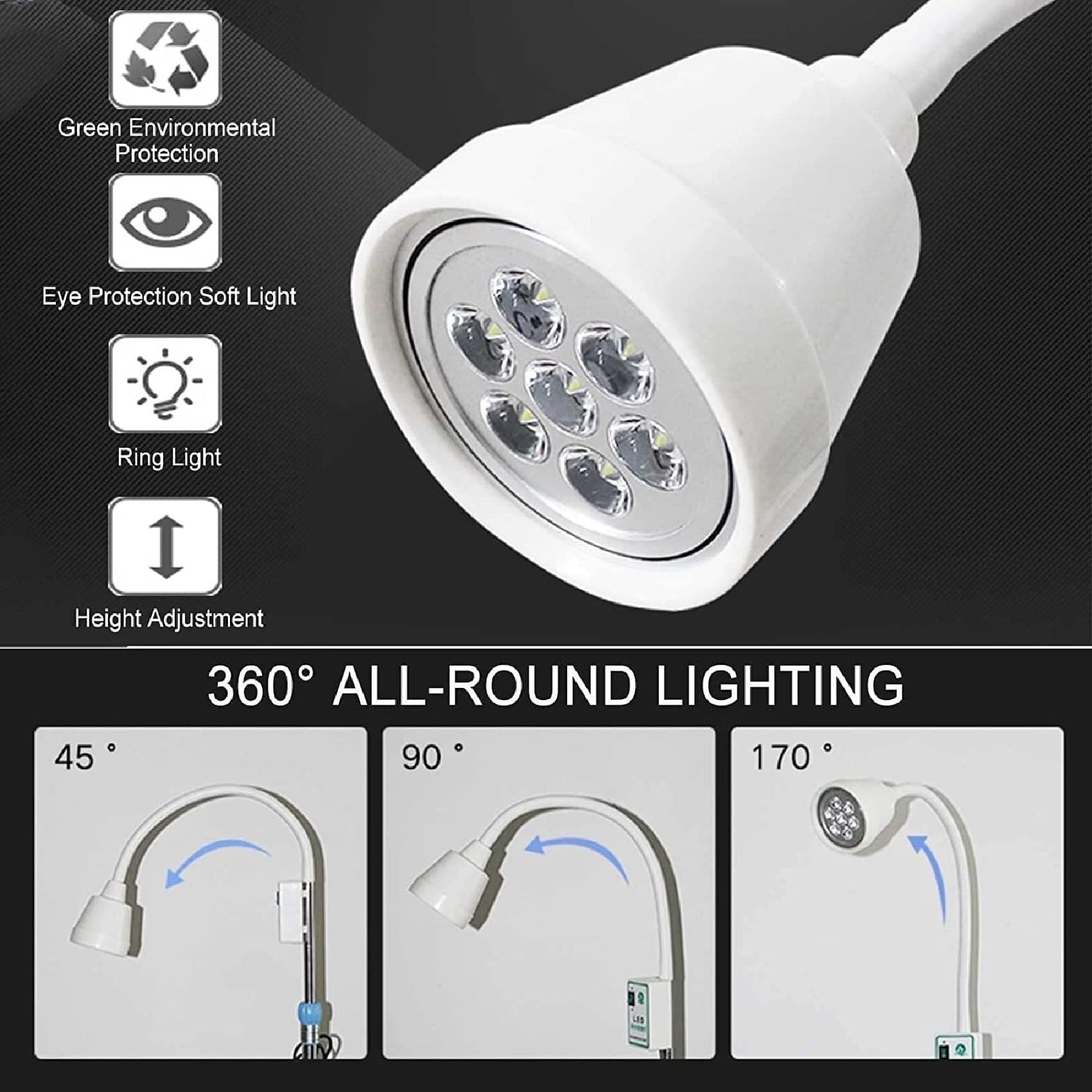 Lampada mobile senza ombre for uso medico dentale da pavimento, lampada for visita chirurgica a LED 7 * 3W, adatta for ginecologia, ambulatorio, animali domestici, odontoiatria, otorinolaringoiatria