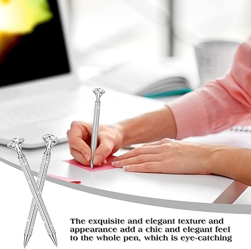 Miniatura 6 de Jeyiour 6 bolígrafos de diamantes grandes con diamantes de imitación de cristal brillante de metal con purpurina de diamante, bolígrafos de punta de