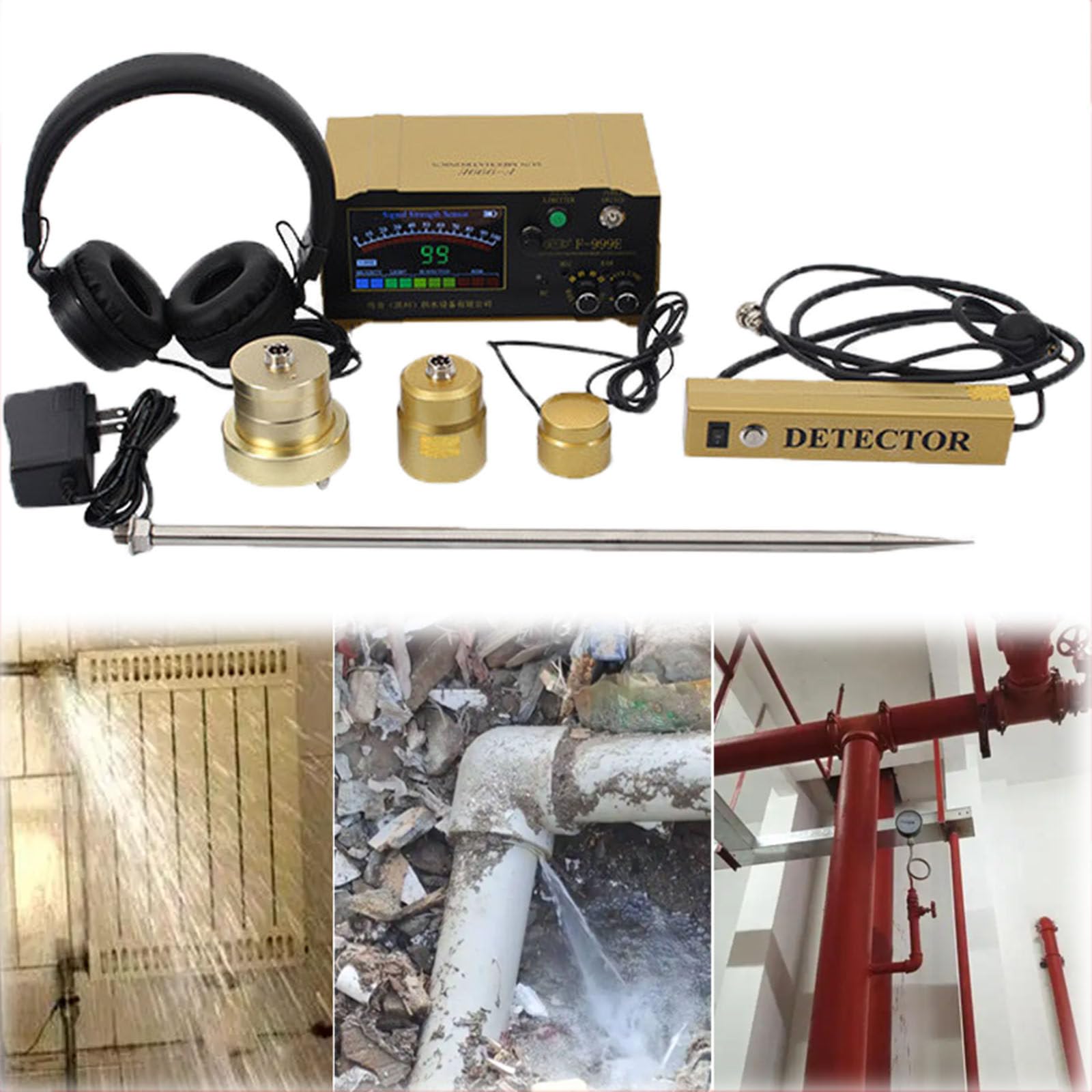 Unterirdischer Wasserrohrleckmonitor Mit Digitalanzeige | Wasser Leck Detektor,Tragbarer Lecksucher, Akustischer Wasserlecksucher, AC100–240 V