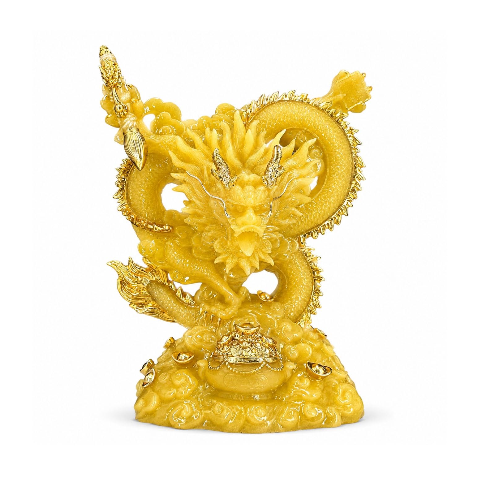 Mmt00go Home Decor Feng Shui Dragon Statue Wealth Bag And Gold Ingots