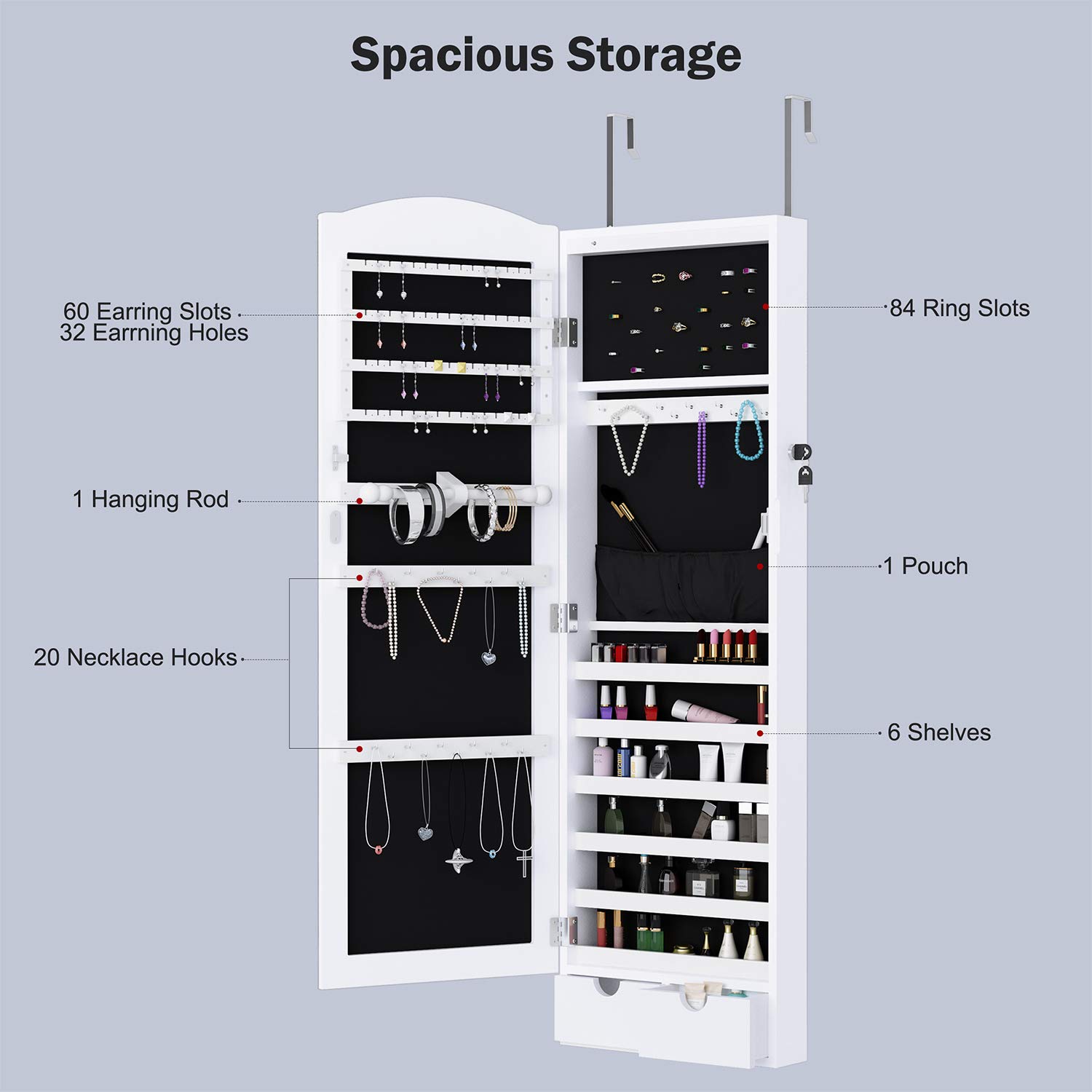 LANGRIA Jewellery with Frameless Wall and Door Mounted Full