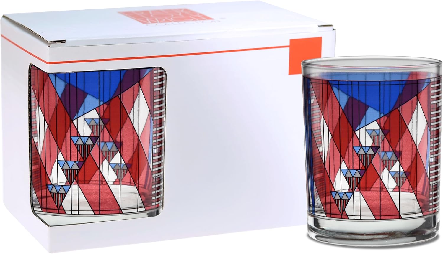Culver Frank Lloyd Wright DOF Double Old Fashioned Glass 14-Ounce (Gift Boxed Set of 2, July Fourth)