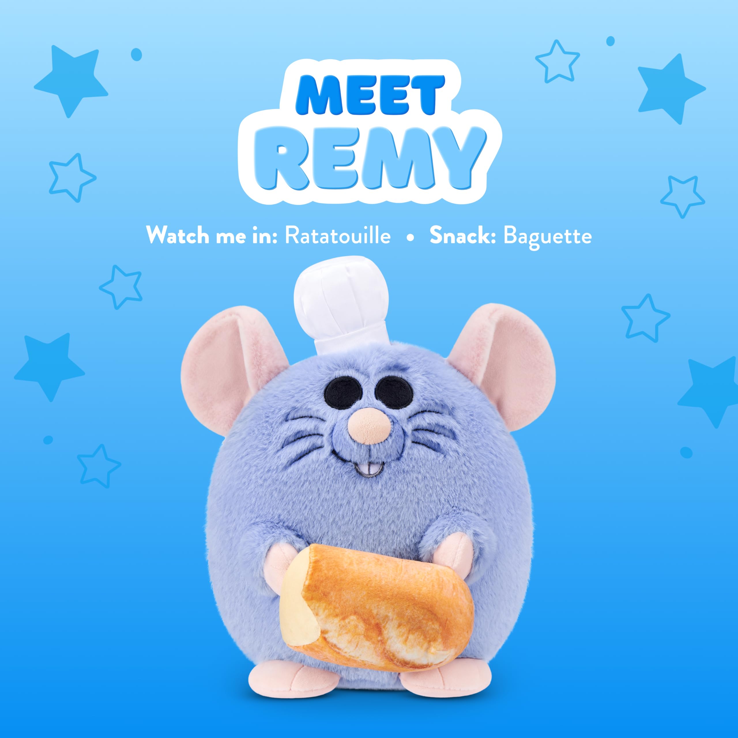 Snackles Disney 8-Inch Plush Toy (Remi & Baguette) by ZURU, Ultra-Soft Stuffed Animal with Snack Accessory - Image 2