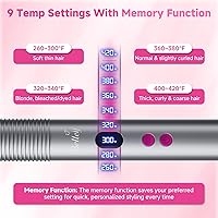 Vista 3 de Hair Straightener Brush, 9 Temp Settings with LED Display, 30s Fast Heating for Sleek & Smooth Hair, Dual Voltage Travel Hot Comb with 3D Brush
