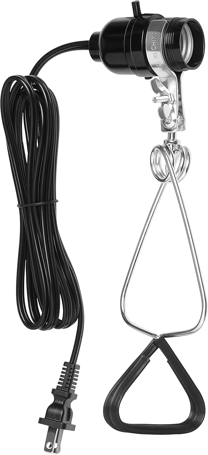 Simple Deluxe 1-Pack 18/2-Gauge Brooder and Heat Clamp Lamp with Bakelite Socket 150 Watt 6 Feet Cord, Black