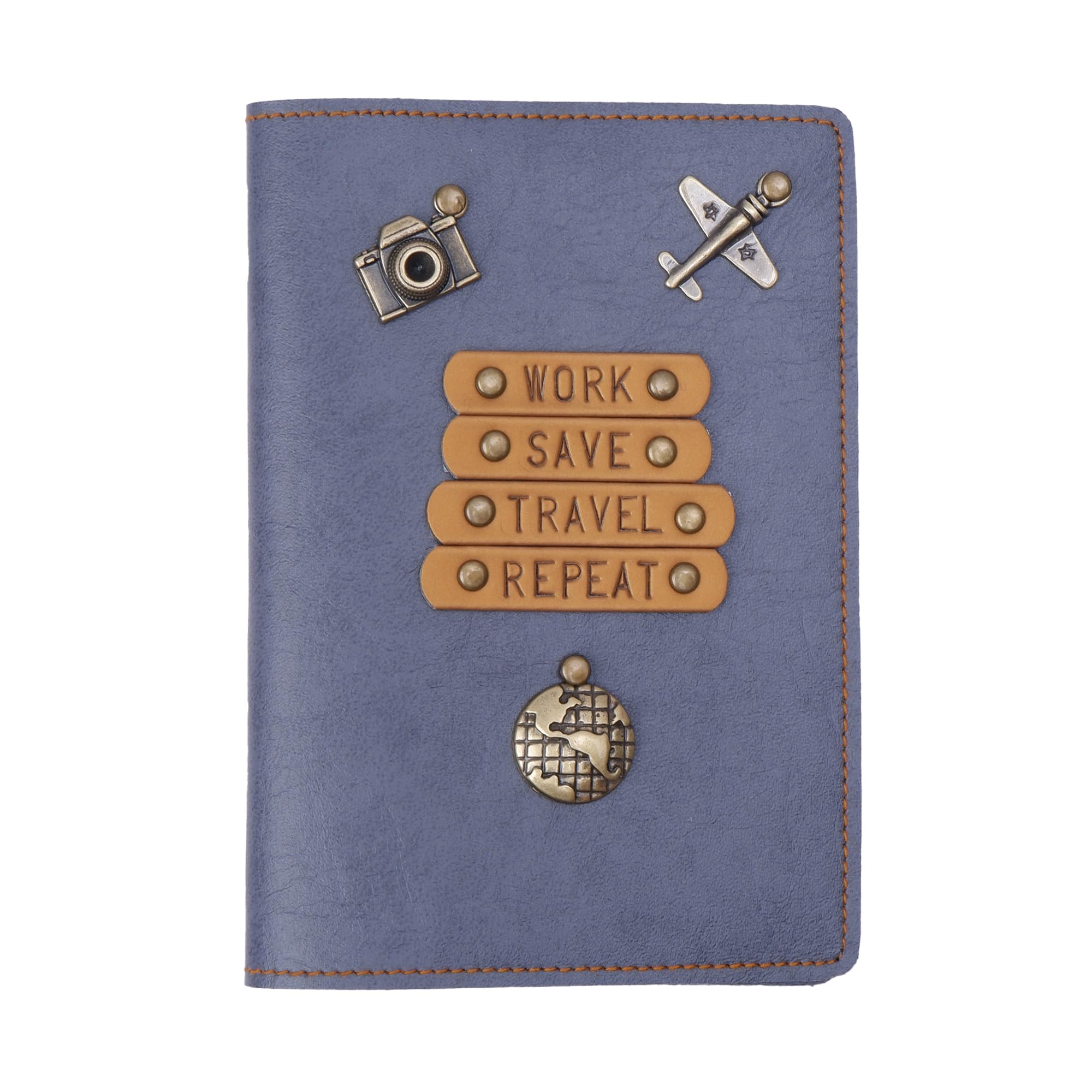 Elegant 'Work Save Travel Repeat' Quote Passport Cover with PU Leather Finish- Travel Passport Holder for Men & Women (Grey)-image-14