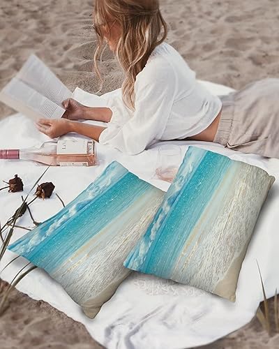Miniatura 3 de Fundas de almohada impermeables para exteriores, fundas de almohada rectangulares de jardín, fundas de cojín de verano para verano, océano, playa,