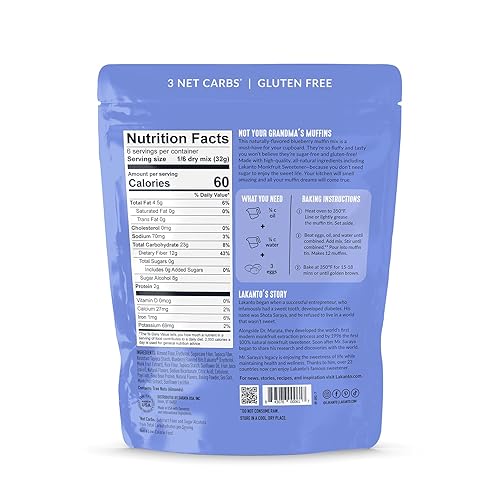 Miniatura 2 de Lakanto Sugar Free Blueberry Muffin Mix - Naturally Flavored, Sweetened with Monk Fruit Sweetener, Keto Diet Friendly, Low Net Carbs, Gluten Free,