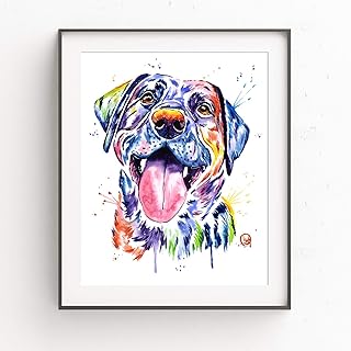 Black Lab Wall Art by Whitehouse Art | Dog Memorial Gifts, Dog Decor, Dog Gifts | Professional Print of Black Labrador retriever Original Watercolor | Dog Remembrance Gift | 3 Sizes