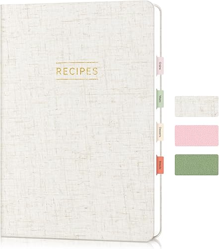 Artake Recipe Book to Write in Your Own Recipes, Aesthetic Blank Family Recipe Journal Notebook with Tabs, Blank Hardcover Cookbook to Organize Your