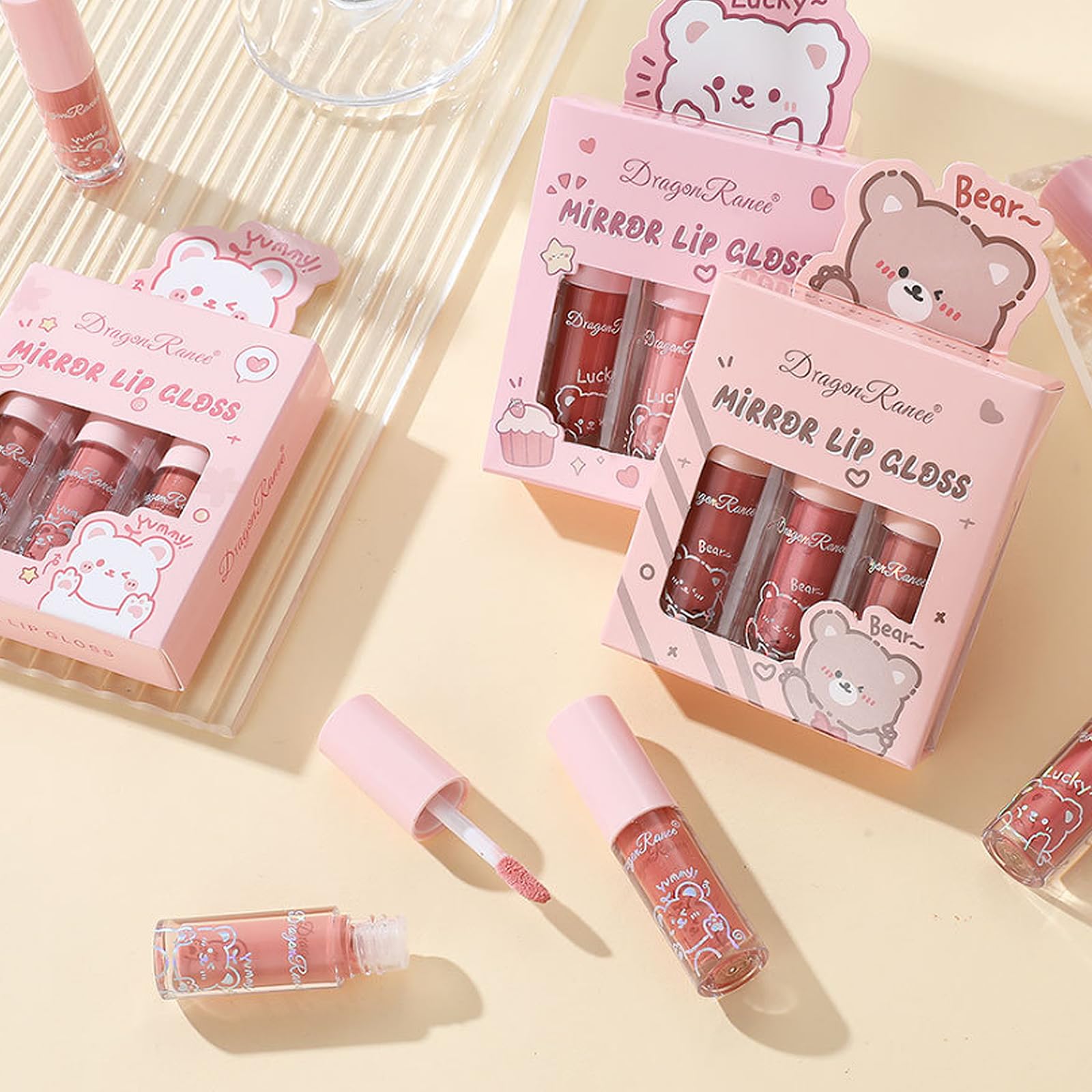 Lip Gloss Set,3PC Tinted Lip Balm Lip Oil Hydrating Non-Sticky Lip Glow Oil Lip Plumper Mirror Gloss Lip Stain, Moisturizing Cute Lipgloss Set Gift For Teenage Girl - Image 2