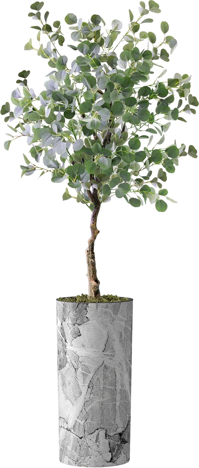 Artificial Tree in Modern Planter, Fake Eucalyptus Silk