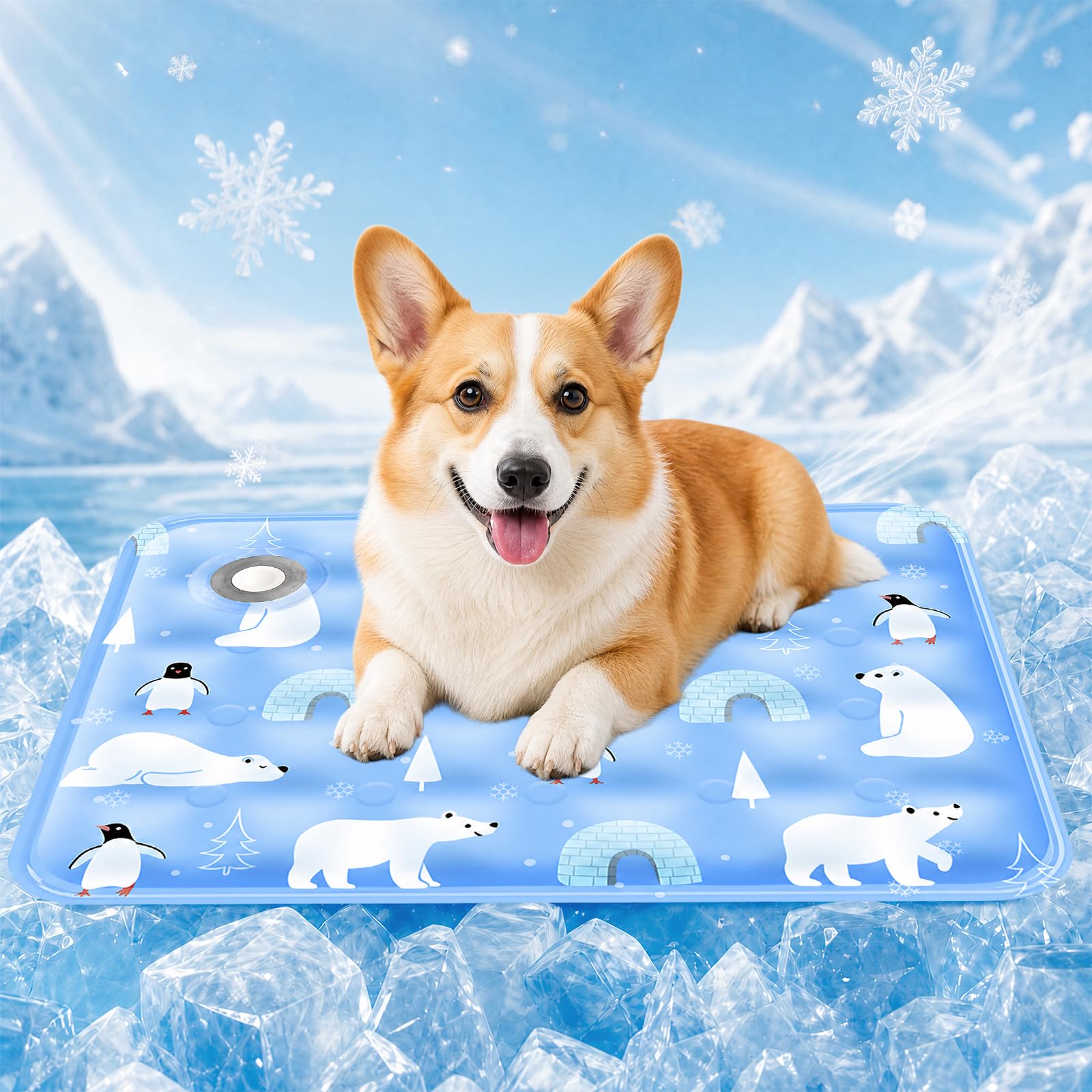 Alfombra Refrescante para Perros Gatos, 50x60cm Cama Perro Verano, Manta Alfombrilla Refrescante Cojín de Gel Auto Refrigerante Impermeable, Pet Cooling Mat