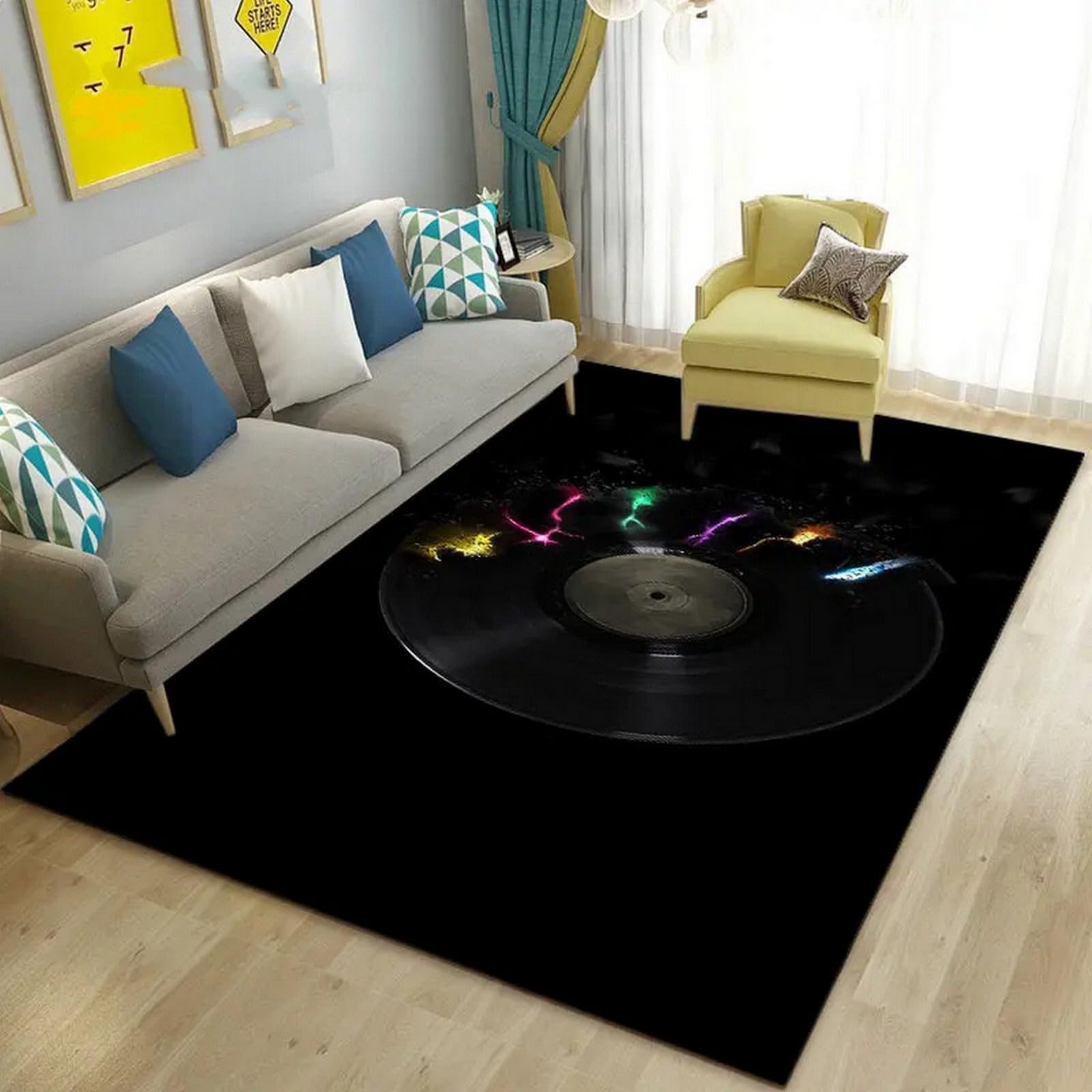 Tapis de bain antidérapant disque vinyle 3D flanelle douce pour ado
