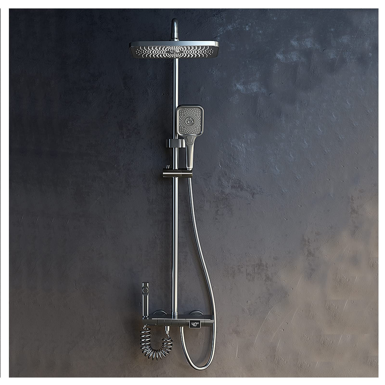 Ensemble de douche anti-brûlure avec affichage de température pour la famille