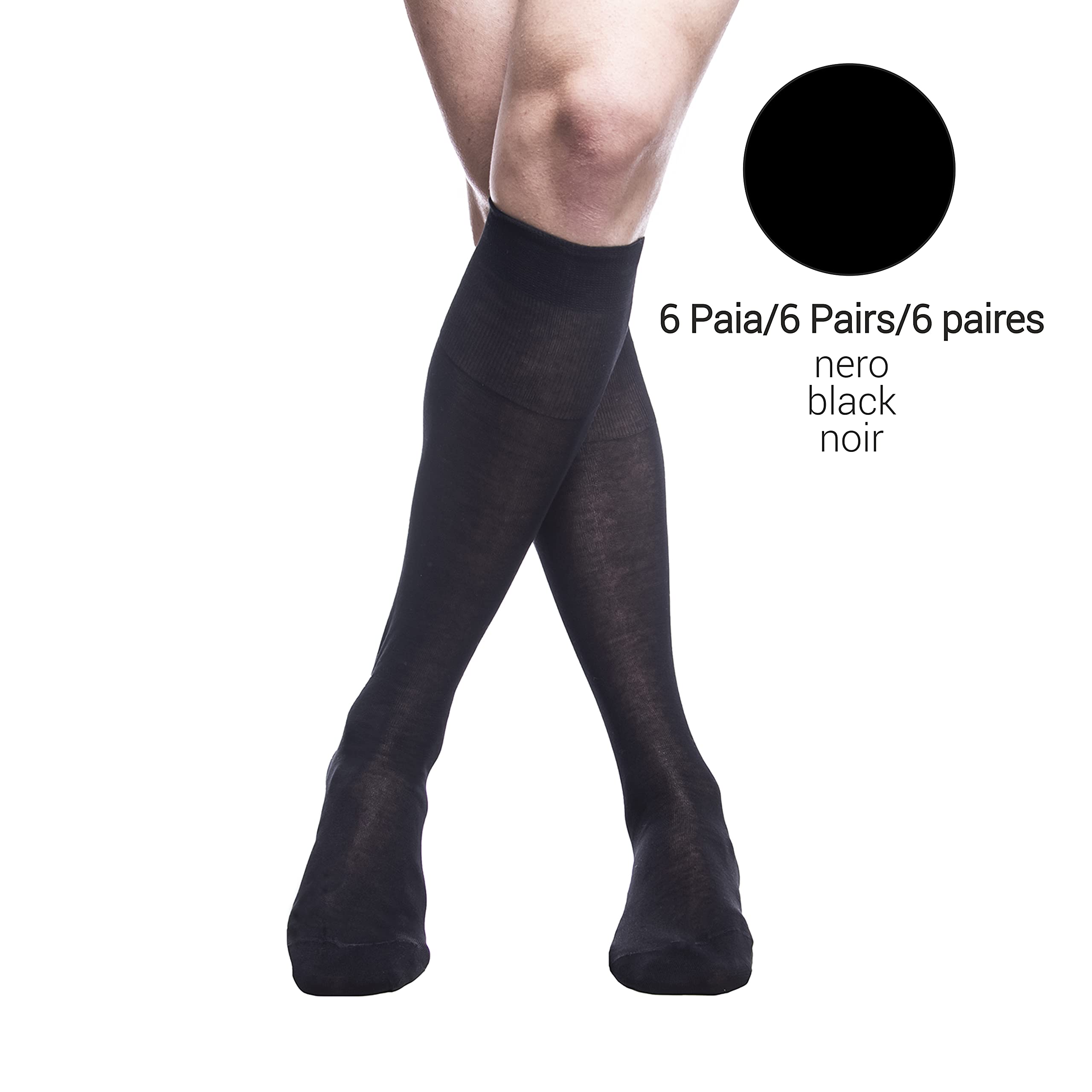 PETTI Artigiani Italiani - Calzini, Calze Uomo, Calzino Uomo, Calze Lunghe e Corte Uomo, 6 Paia Calze Uomo Filo di Scozia, 100% Made in Italy