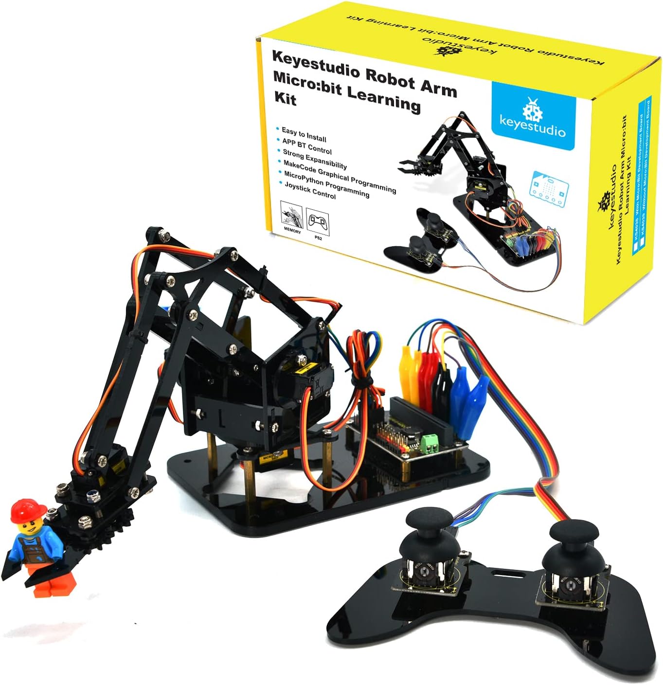 KEYESTUDIO Robot Arm Kit for BBC Microbit V2, Include Micro:bit V2 ...